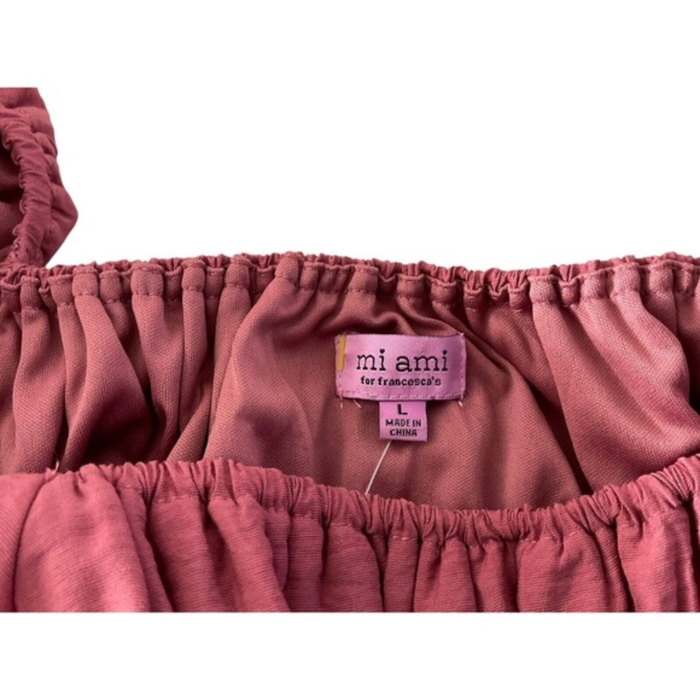 Mi Ami for Francesca's Mauve Pink Puff Sleeve Smocked Mini Dress Juniors L New - Picture 5 of 15